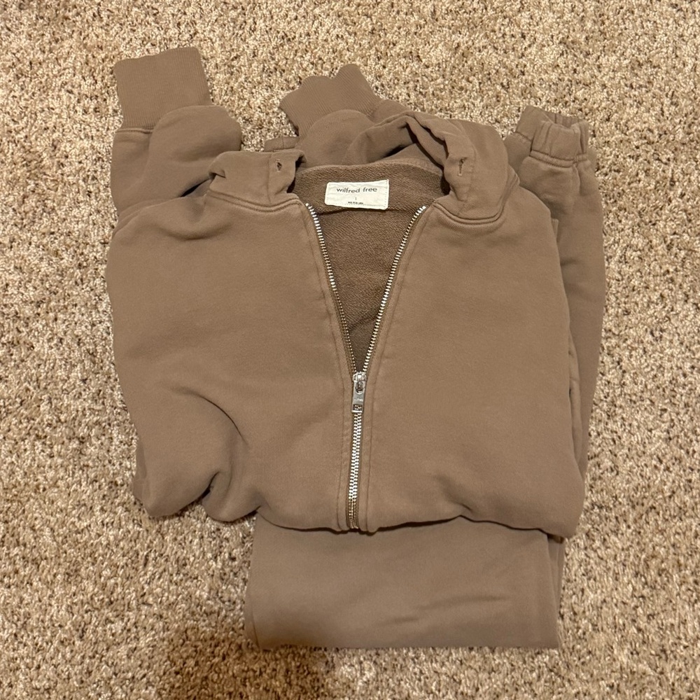 Wilfred Free Taupe Zip-Up Hoodie & Jogger Set